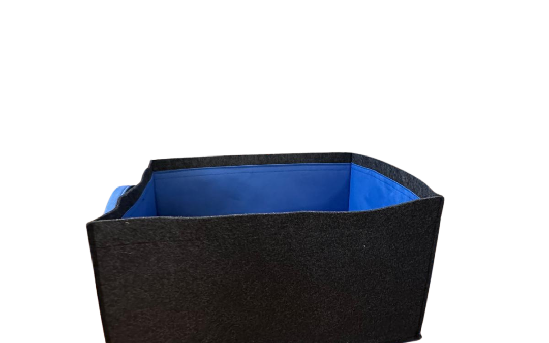 Filzkorb XL mit abwischbarem Inlay. anthrazit/blau