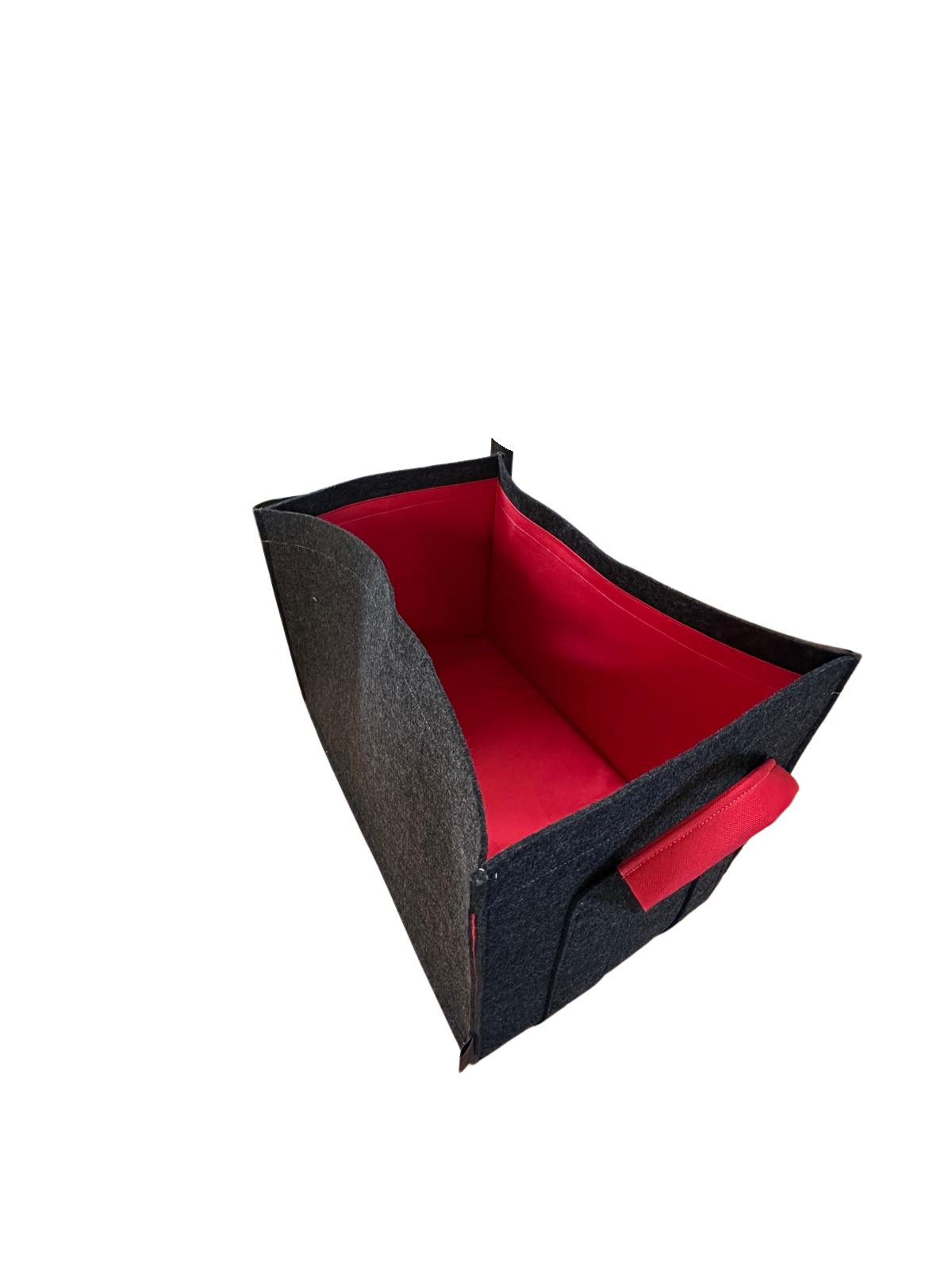 Filzkorb mit abwischbarem Inlay. anthrazit/rot