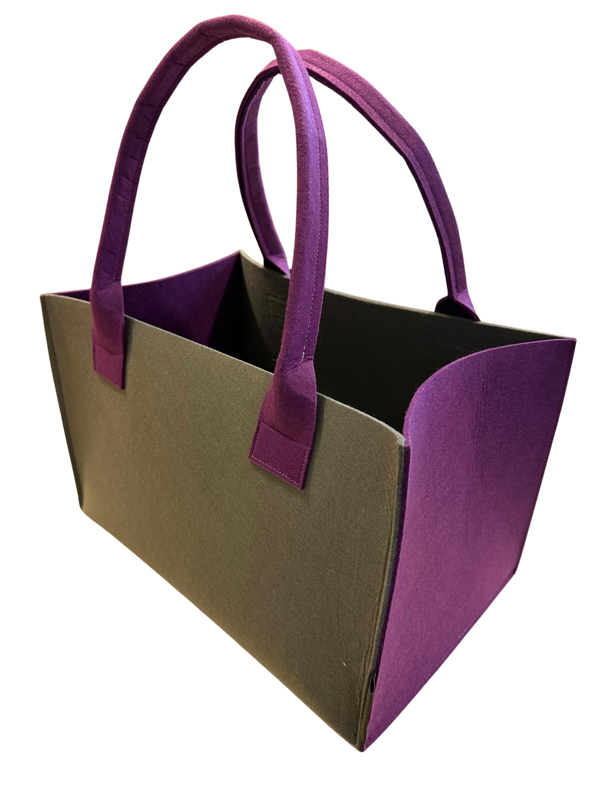 Filzeinkaufskorb in Grau mit violetten Seiten